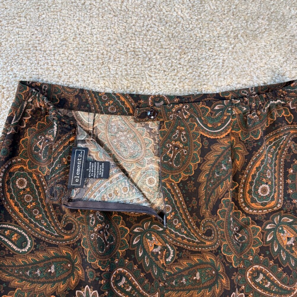 Elementz Vintage Maxi Flare Panel Skirt 90's Women's Size Large Dark Floral F522 - Picture 5 of 8